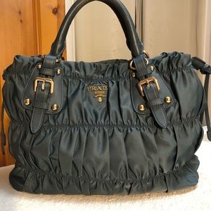 Prada Gauffre Tote Blue.